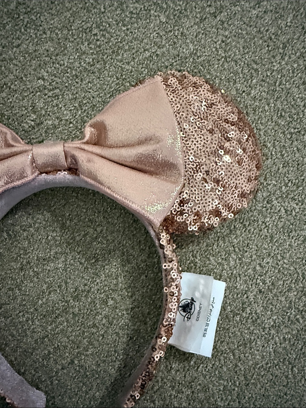 Disney Rose Gold Sequin Minnie Headband with Metallic Bow - Picture 5 of 15